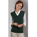 Ladies Acrylic V-Neck Sleeveless Pullover Vest - Forest Green